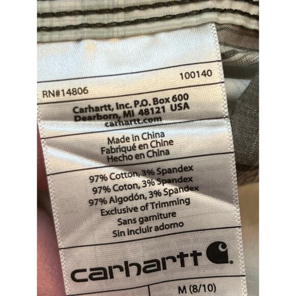 Carhartt Women's Size 8-10 Gray/White Plaid Long Sleeve Button Up Collared Shirt - Picture 4 of 8